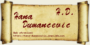 Hana Dumančević vizit kartica